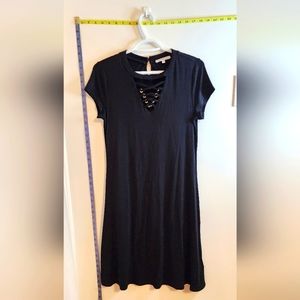 Black dress with corset style v neck